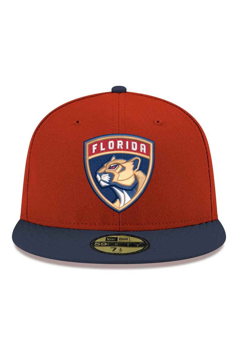 Men's New Era  Red Florida Panthers Core Logo Two-Tone 59FIFTY Fitted Hat, Alternate, color, Red