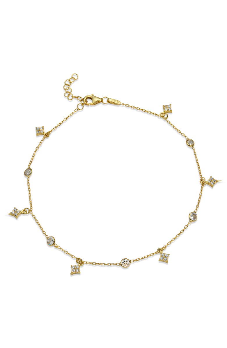 SAVVY CIE JEWELS Crystal Shaker Anklet, Main, color, Gold