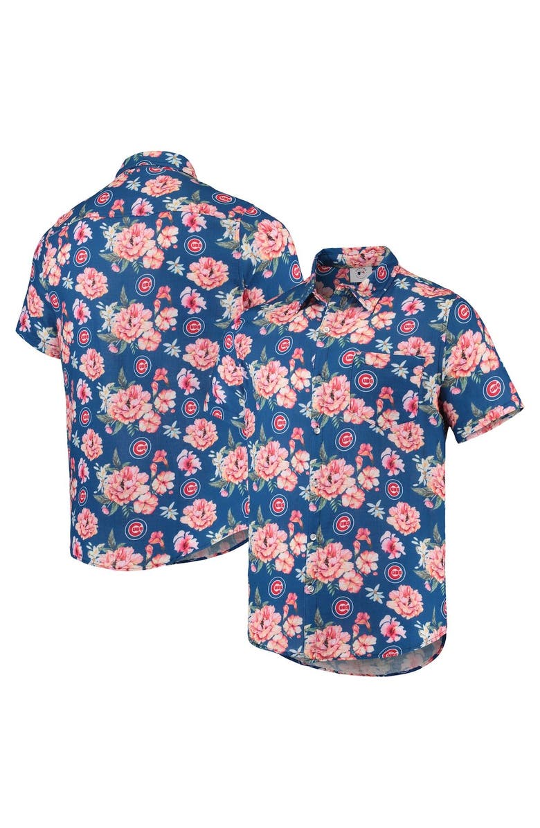 FOCO Men's FOCO Royal Chicago Cubs Floral Linen Button-Up Shirt, Main, color, 