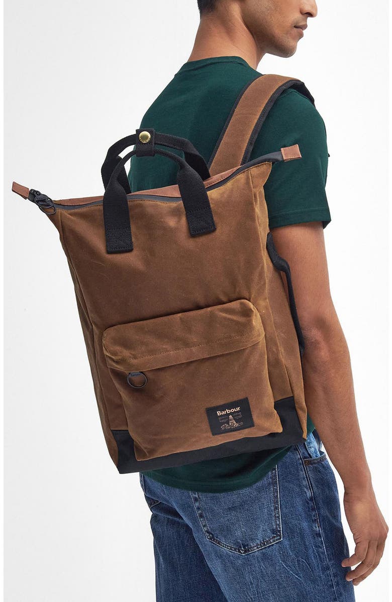 Barbour Field Water Resistant Waxed Cotton Backpack, Alternate, color,