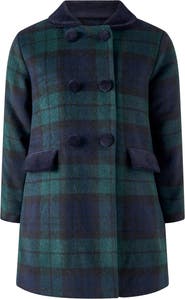 Rachel Riley Blackwatch Velvet Trim Coat
