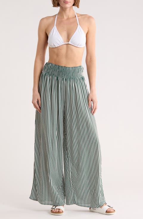 Stripe Flowy Cover-Up Pants