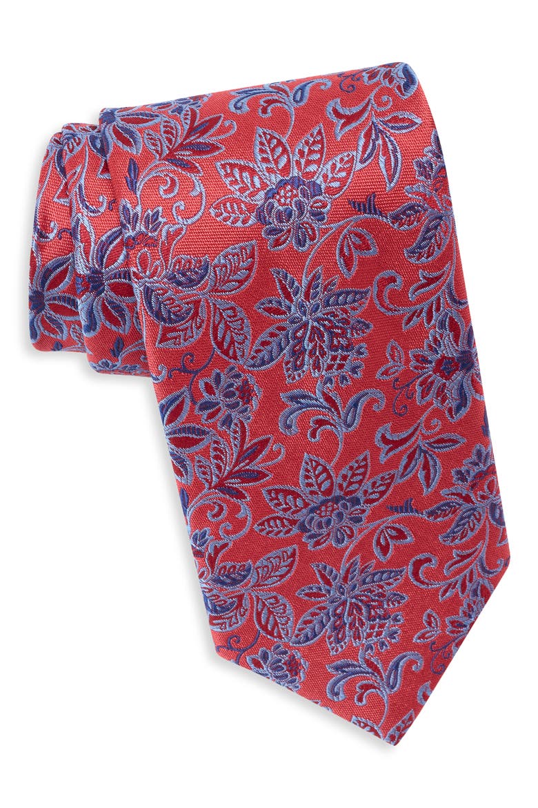 York Floral Silk Blend Tie, Main, color, RED