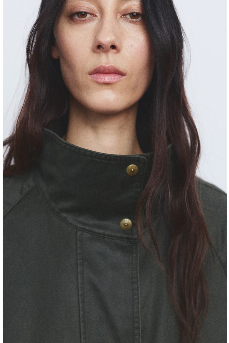 Funnel Neck Cotton Blend Jacket, Alternate, color, KHAKI GREEN