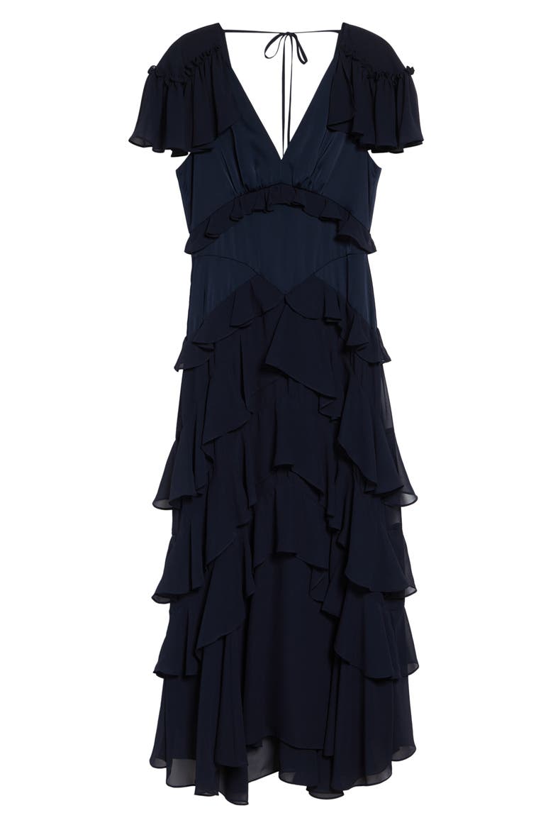 Tatum Ruffle Maxi Dress, Alternate, color, NAVY