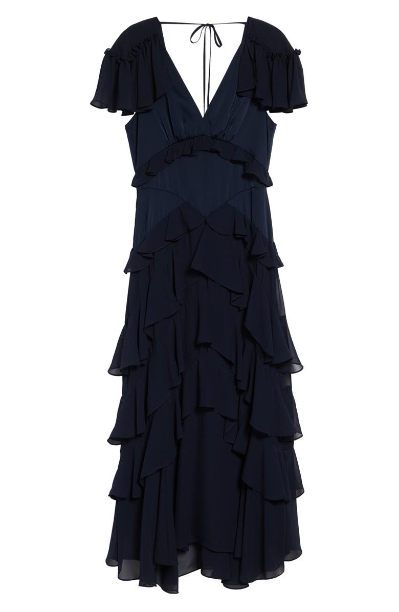 Cinq à Sept Tatum Ruffle Maxi Dress, Alternate, color, Navy