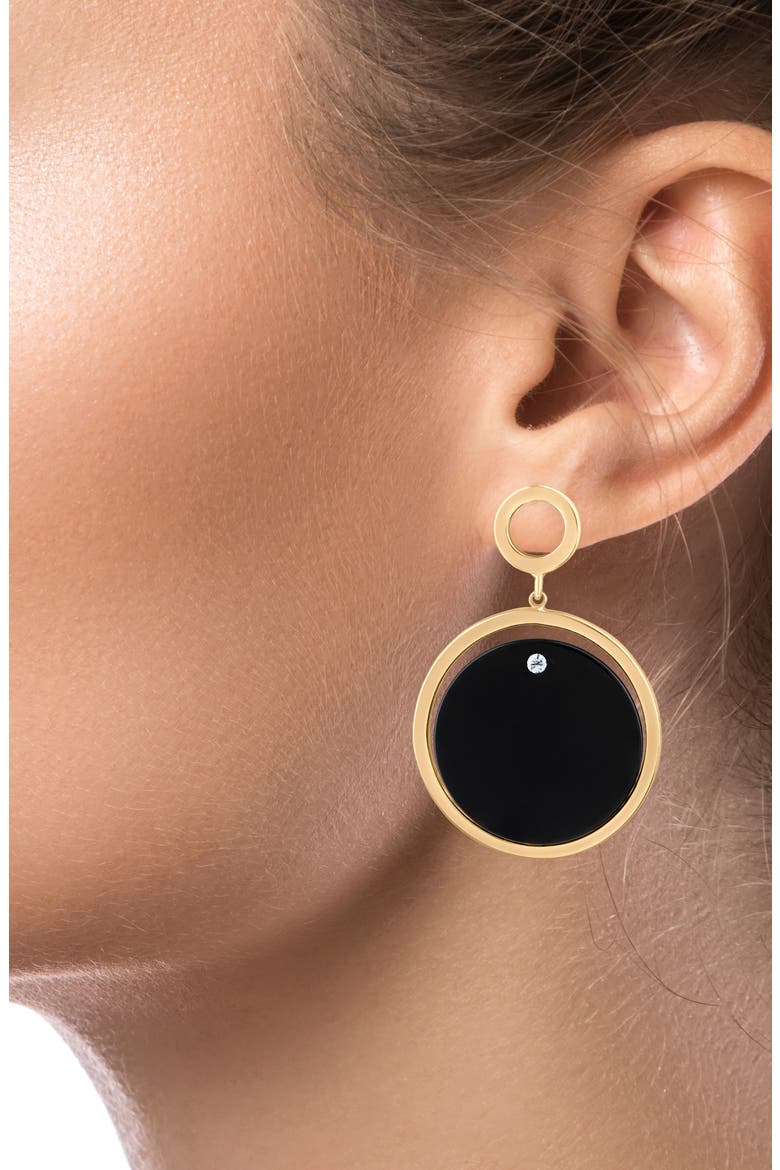 Open Circle Drop Earrings, Alternate, color, BLACK/ GOLD