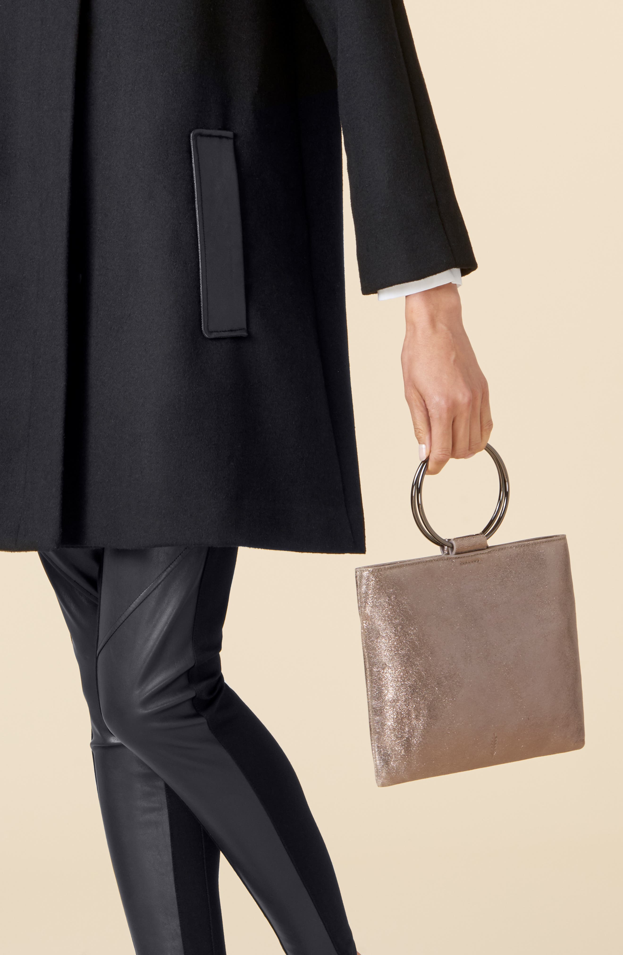 Thacker Le Pouch Leather Ring Handle Crossbody Bag, Alternate, color, 