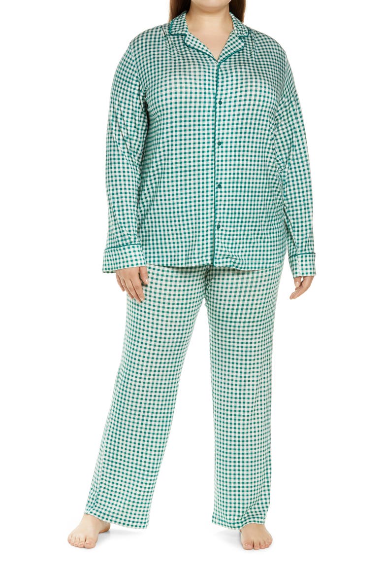 Moonlight Dream Pajamas, Main, color, GREEN EVERGREEN GINGHAM
