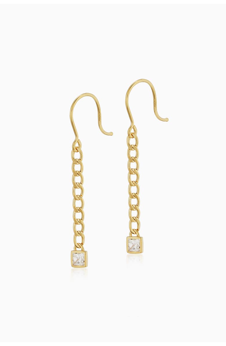 Oradina 14K Gold Dazzle Me Curb Drop Earrings, Main, color, Gold - White Zirconia