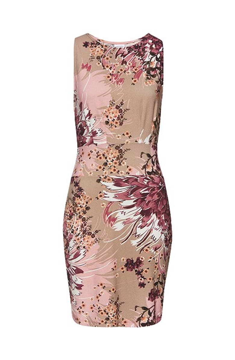 LASCANA Women's Slim Fit Print Dress, Alternate, color, Taupe Berry