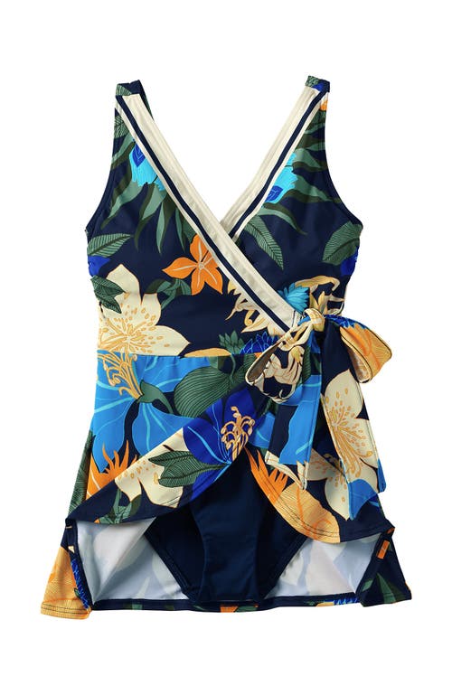 LANDS' END LANDS' END SIDE TIE MINI SWIM DRESS SWIMSUIT