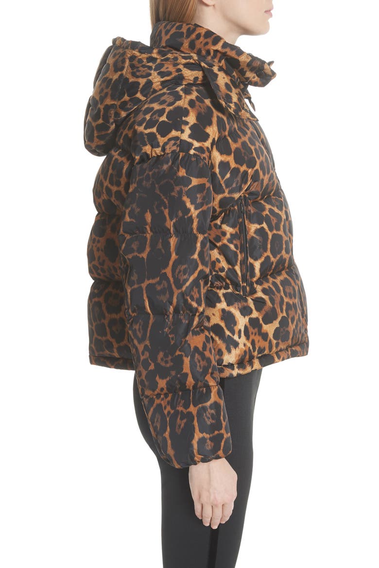 Caille Leopard Print Down Puffer Jacket, Alternate, color, CHEETAH