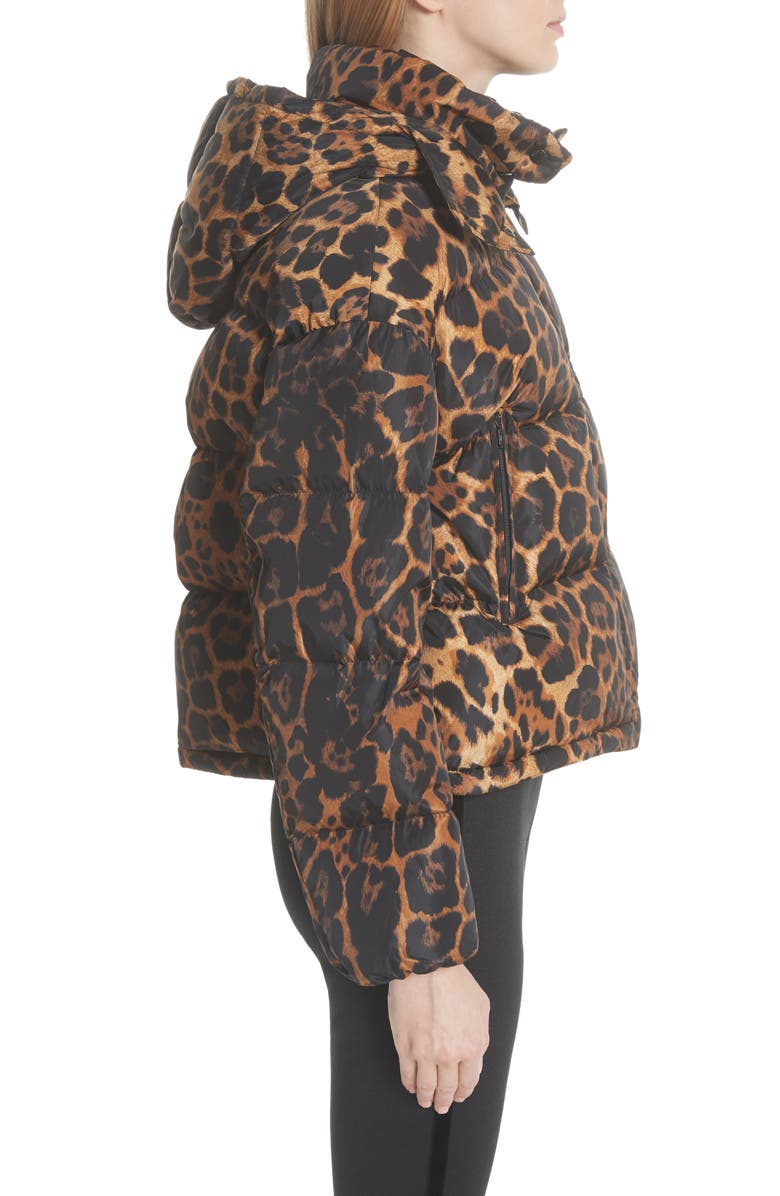 Moncler Caille Leopard Print Down Puffer Jacket, Alternate, color,