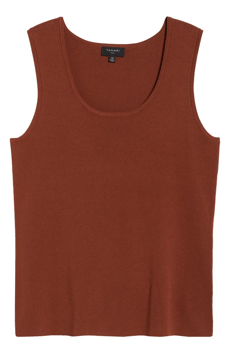 Tahari ASL Scoop Neck Sweater Tank, Alternate, color, Tawny