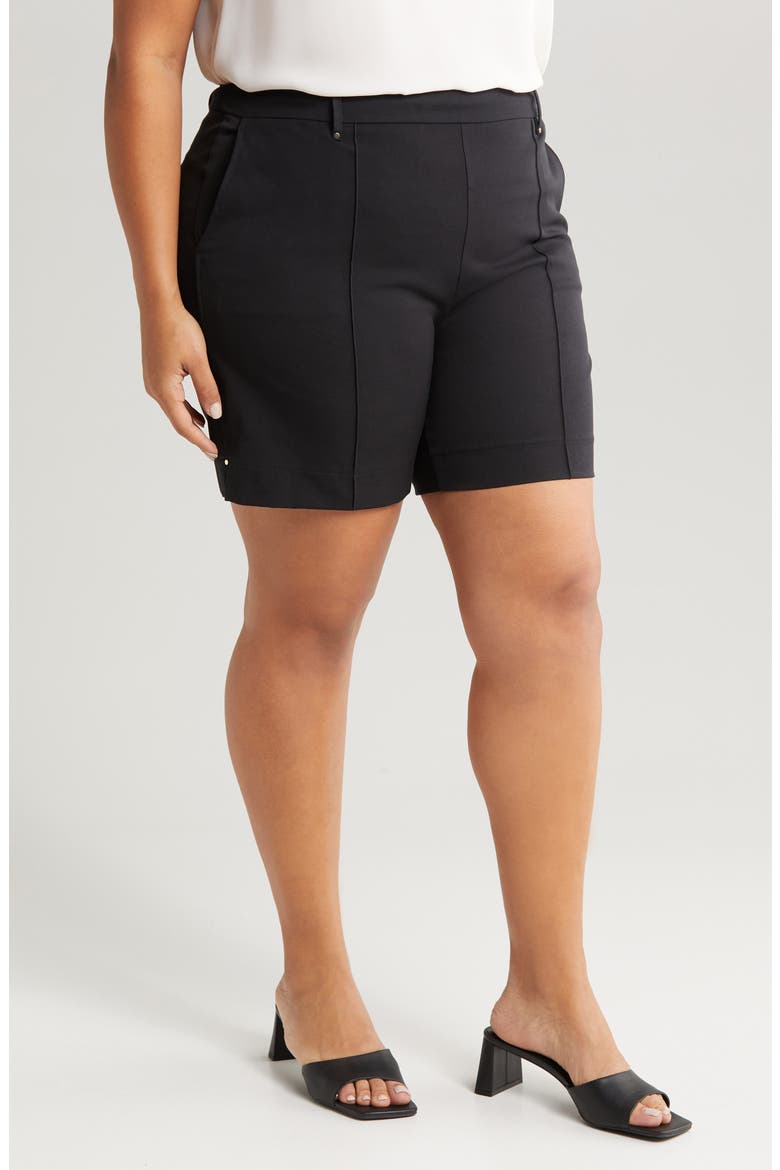 'Lyssentials Amanda Stretch Twill Shorts, Alternate, color, BLACK
