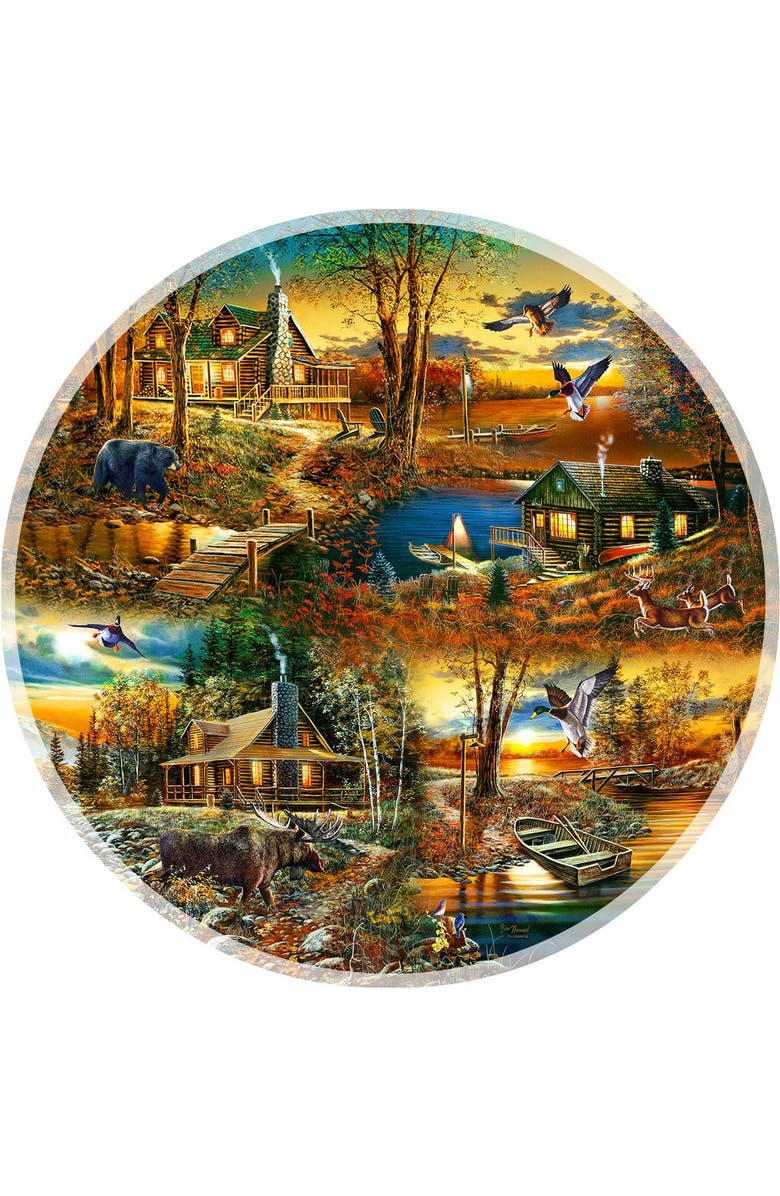 Sunsout Cabins in the Woods 1000 piece Jigsaw Puzzle for Adults Round, Alternate, color, Multicolor