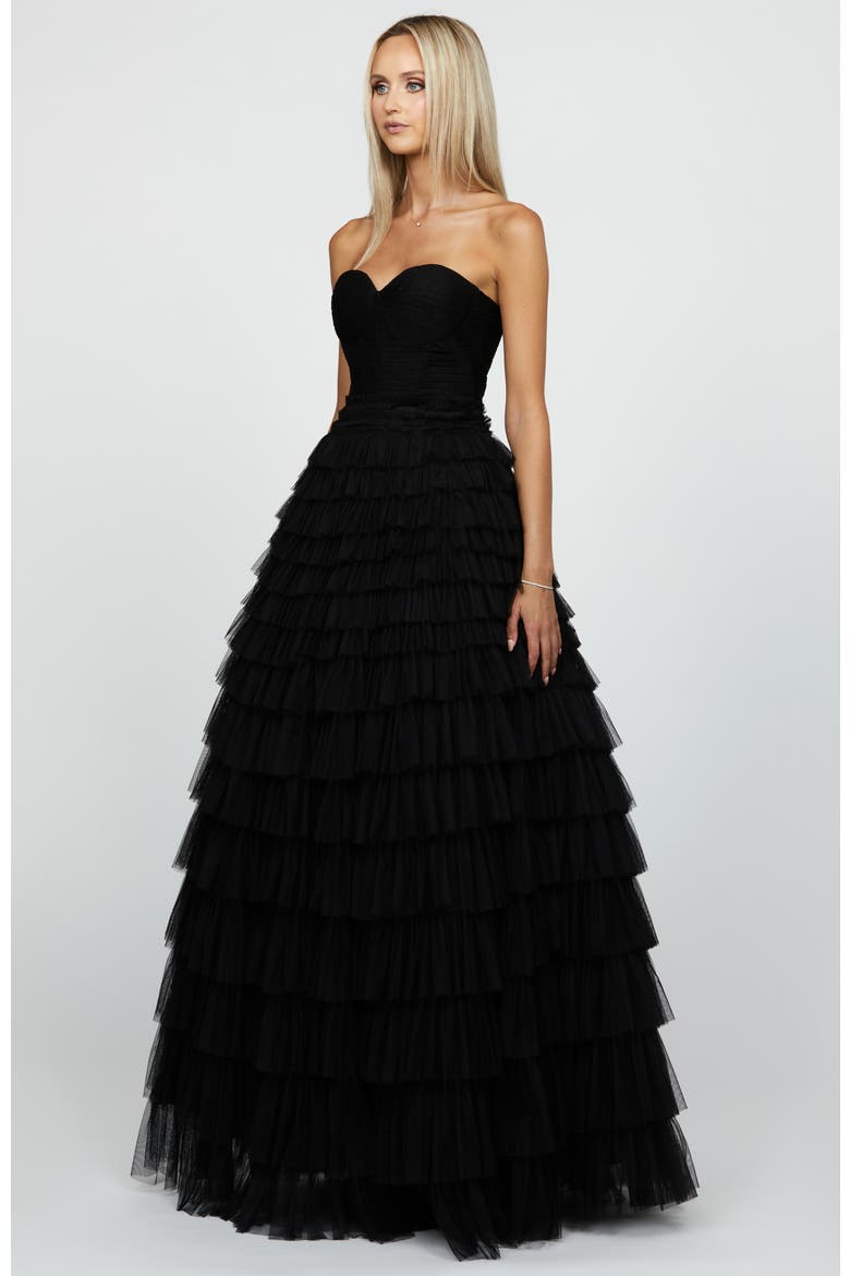 Serenity Sweetheart Strapless Ball Gown, Alternate, color, BLACK/BLACK