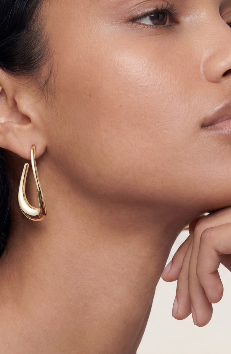 Ettika Abstract Oblong Hoop Earrings, Alternate, color, Gold