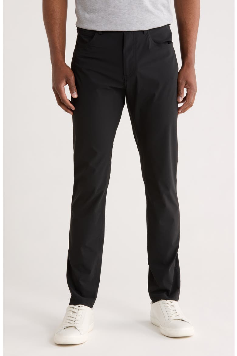 Straight Leg Pull-On Pants, Main, color, CAVIAR