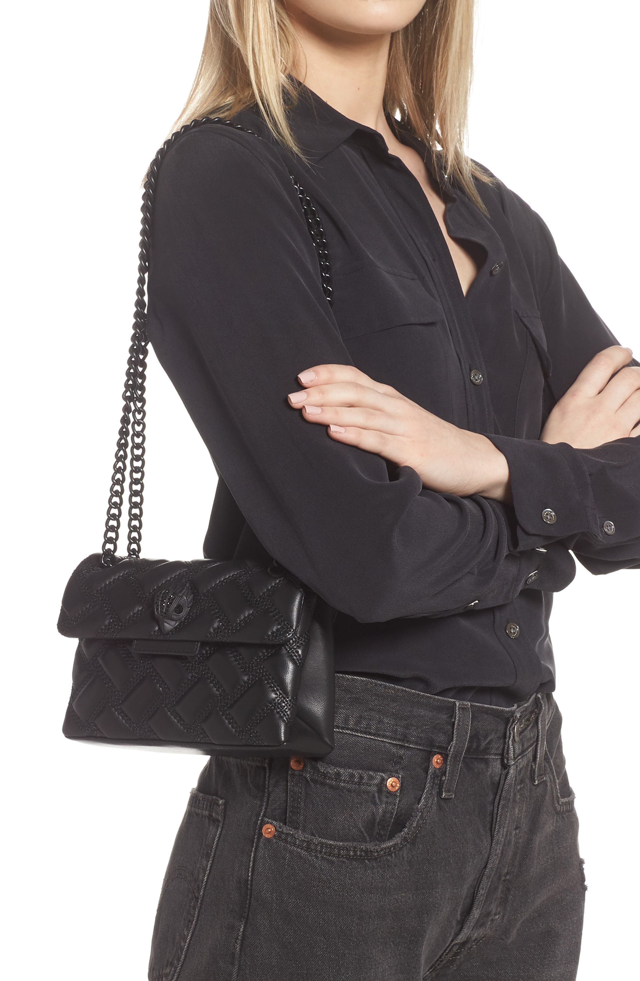 Kurt Geiger London Kensington Leather Mini Crossbody Bag, Alternate, color, Black