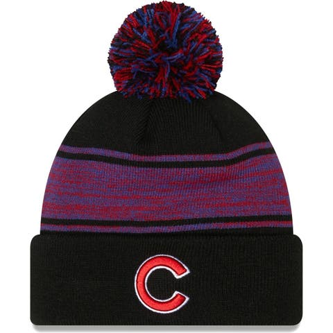 Men's New Era Black Chicago Cubs Chilled Cuffed Knit Hat with Pom