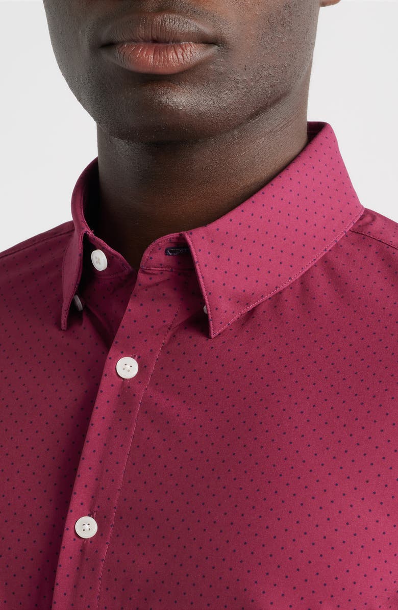 Mizzen+Main Leeward Trim Fit Microdot Performance Button-Up Shirt, Alternate, color, Mulberry Dot