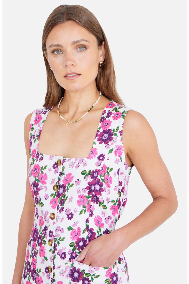 Retro Floral Cotton Pinafore Dress, Alternate, color, Pink