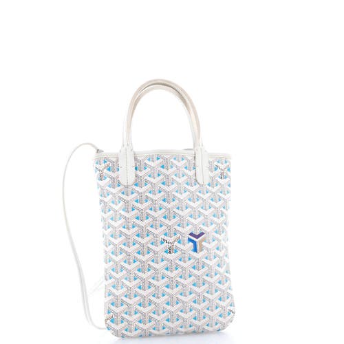 Pre-owned Goyard  Goyard Poitiers Tote Claire Voie Coated Canvas Mini In White