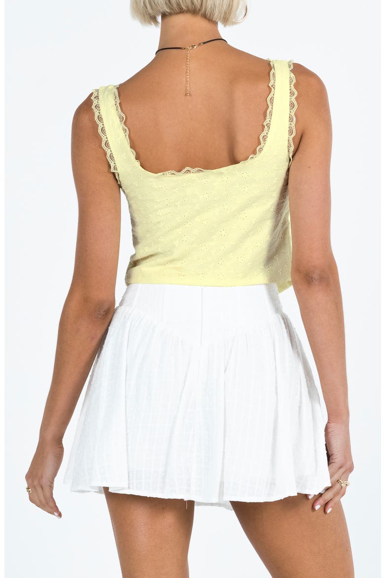 Merrelle Lace Trim Tie Front Tank, Alternate, color, LEMON