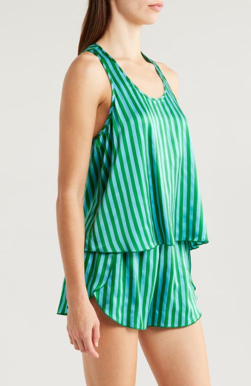 Lunya Racerback Washable Silk Short Pajamas In Halcyon Stripe