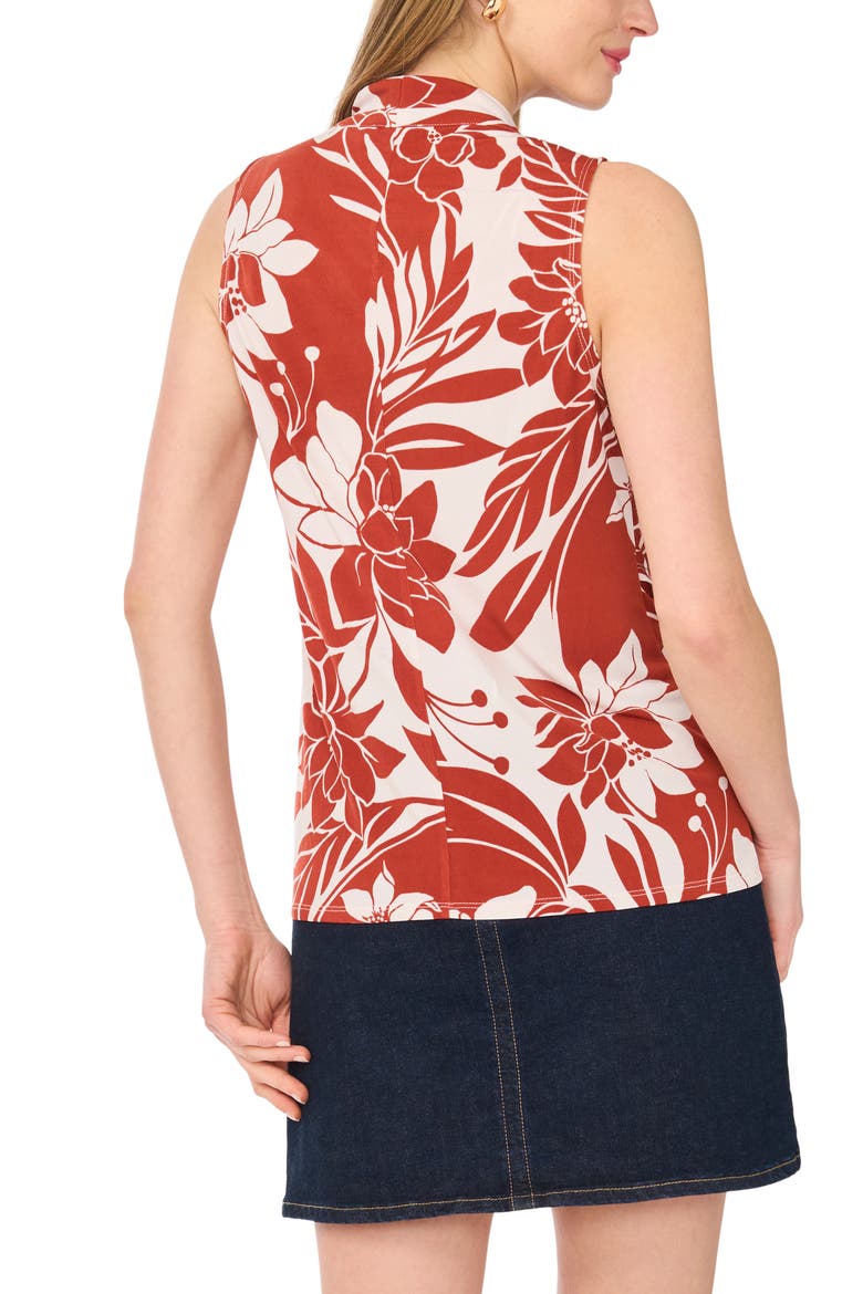Floral Print Crossover Front Jersey Top, Alternate, color, RUST