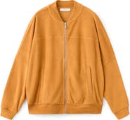 MANGO Cotton Blend Terry Bomber Jacket