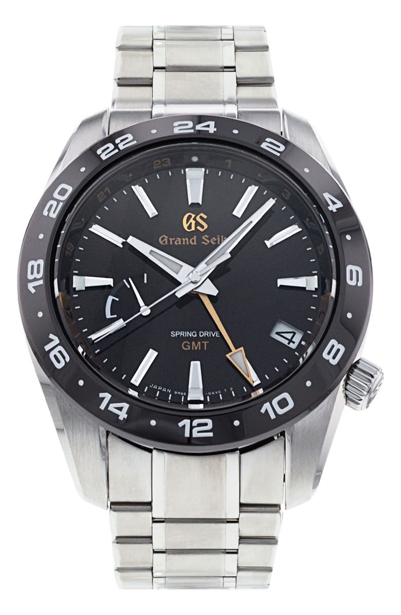 Watchfinder & Co. Grand Seiko Preowned 2021 Sport Spring Drive GMT Bracelet Watch, 40.5mm, Main, color, Black