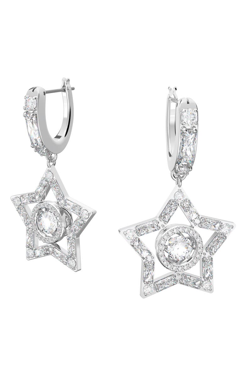 Swarovski Angelic Stella Star Drop Earrings, Alternate, color, Silver