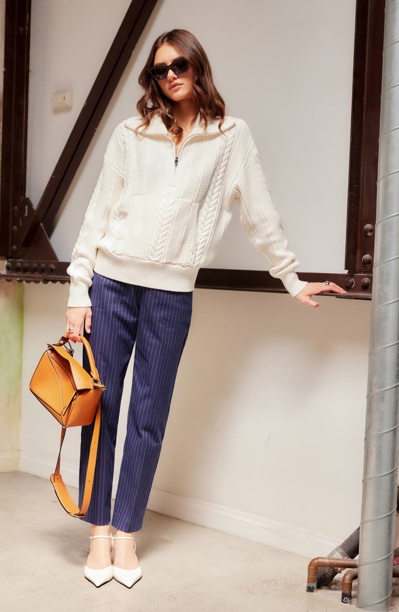 FIFTEEN TWENTY Karin Cotton & Wool Blend Half Zip Sweater, Alternate, color, Cream