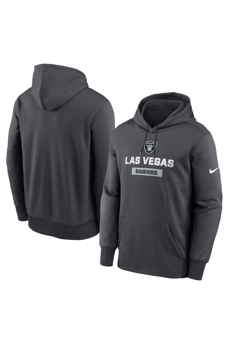 Men's Nike Anthracite Las Vegas Raiders Toss Sweep Performance Pullover Hoodie, Main, color, Anthracite