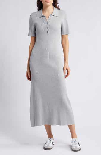Polo Rib Cotton Blend Sweater Dress