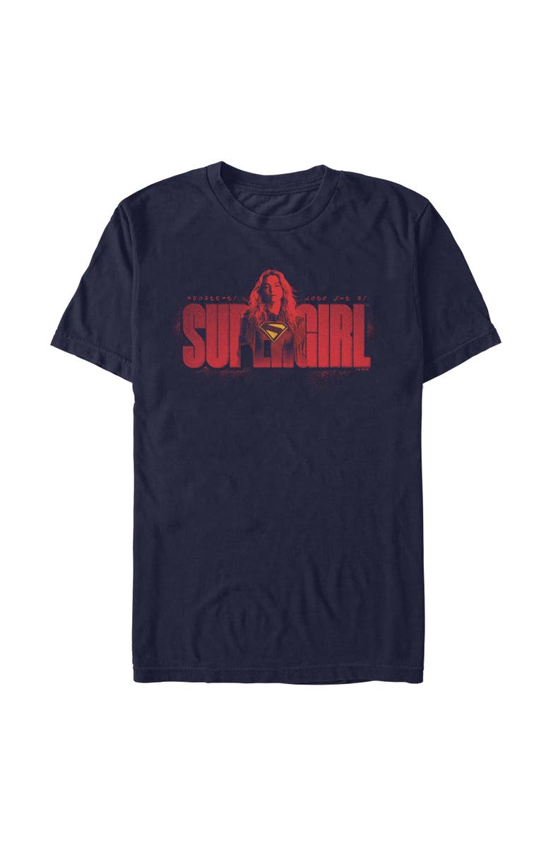 Supergirl Men's Supergirl Kara and Kryptonese Graphic T-Shirt, Main, color, Navy Blue