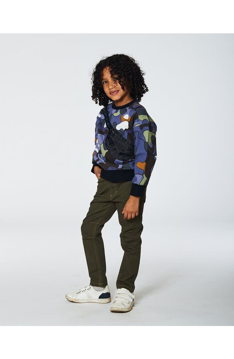 Deux par Deux Little Boy's Printed Camo Fleece Sweatshirt With Bag, Alternate, color, 