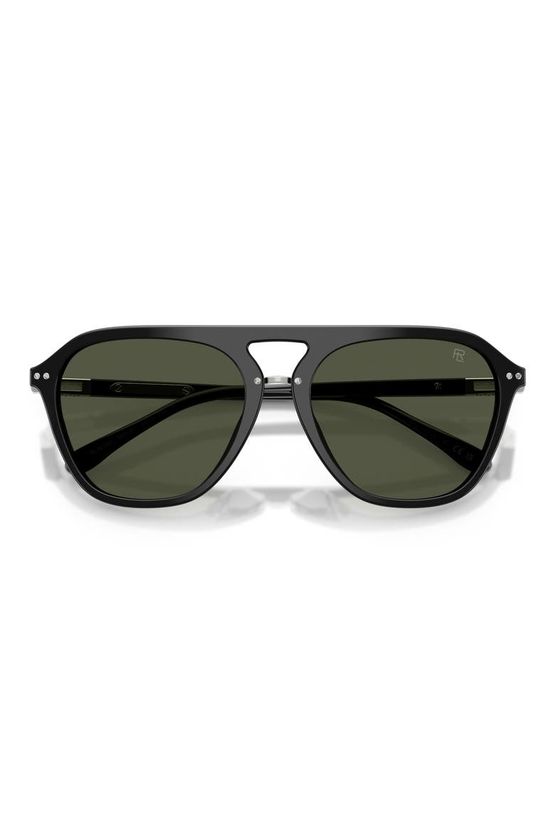 58mm Hugh Square Sunglasses, Alternate, color, SHINY BLACK / GREEN