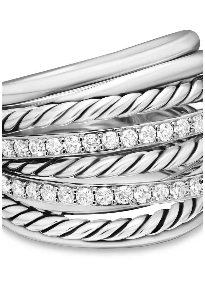 Crossover Dome Ring with Diamonds, Alternate, color, DIAMOND