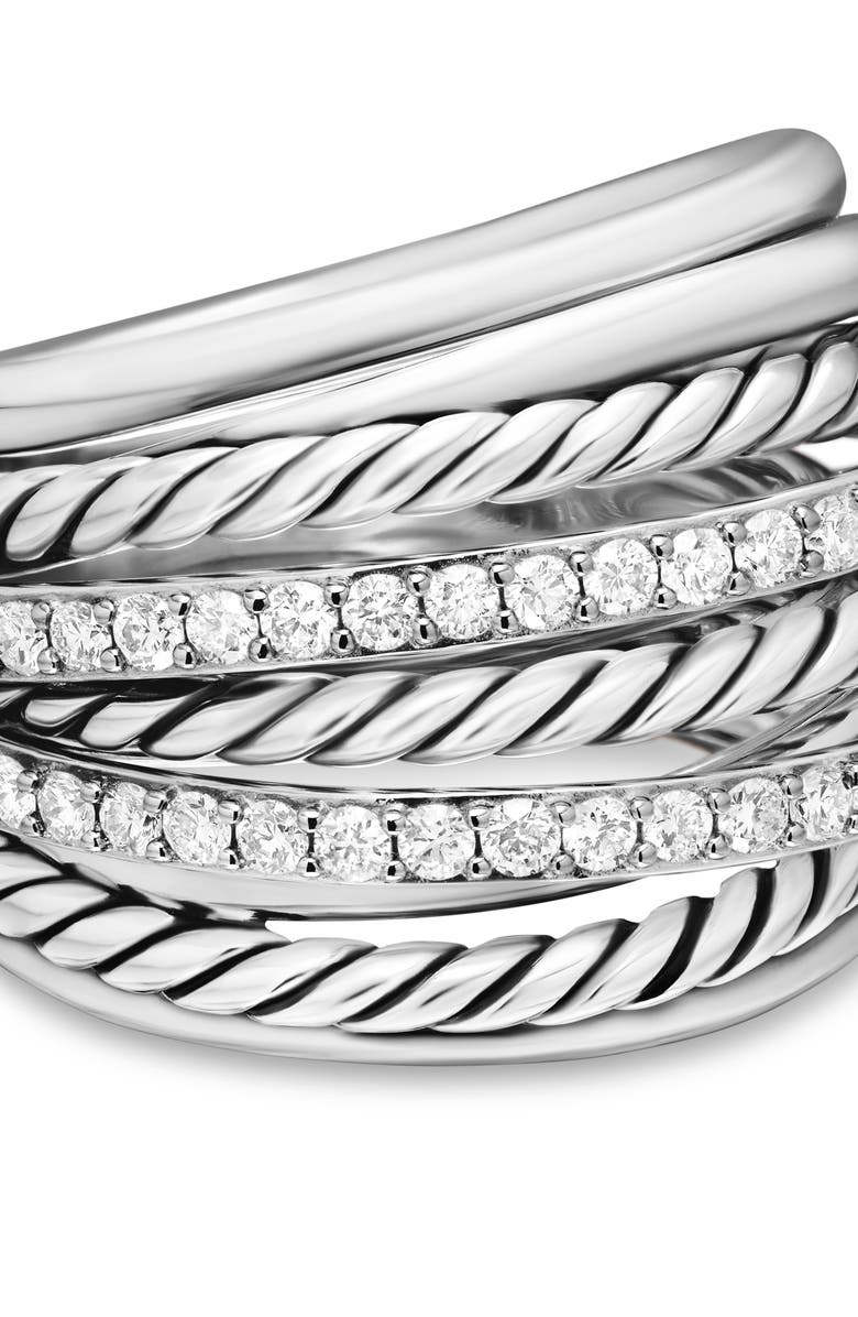 David Yurman Crossover Dome Ring with Diamonds, Alternate, color,