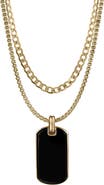 AMERICAN EXCHANGE Men's Set of 2 Curb Chain & Dog Tag Pendant Necklaces