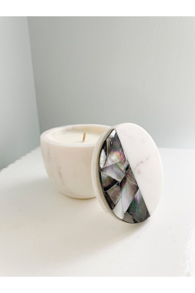 Grey Mother of Pearl Lavender Candle, Alternate, color, White