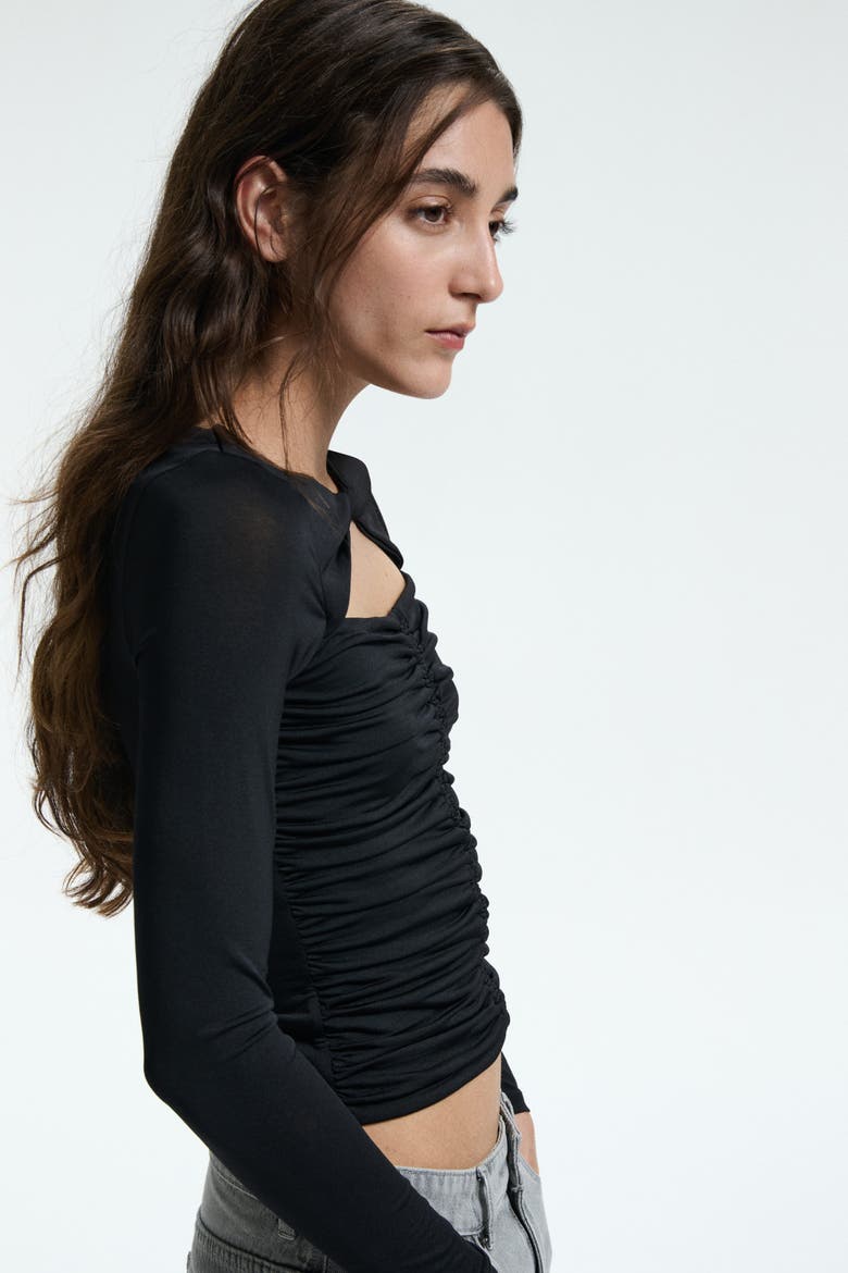 Cut-out Jersey Top, Alternate, color, Black
