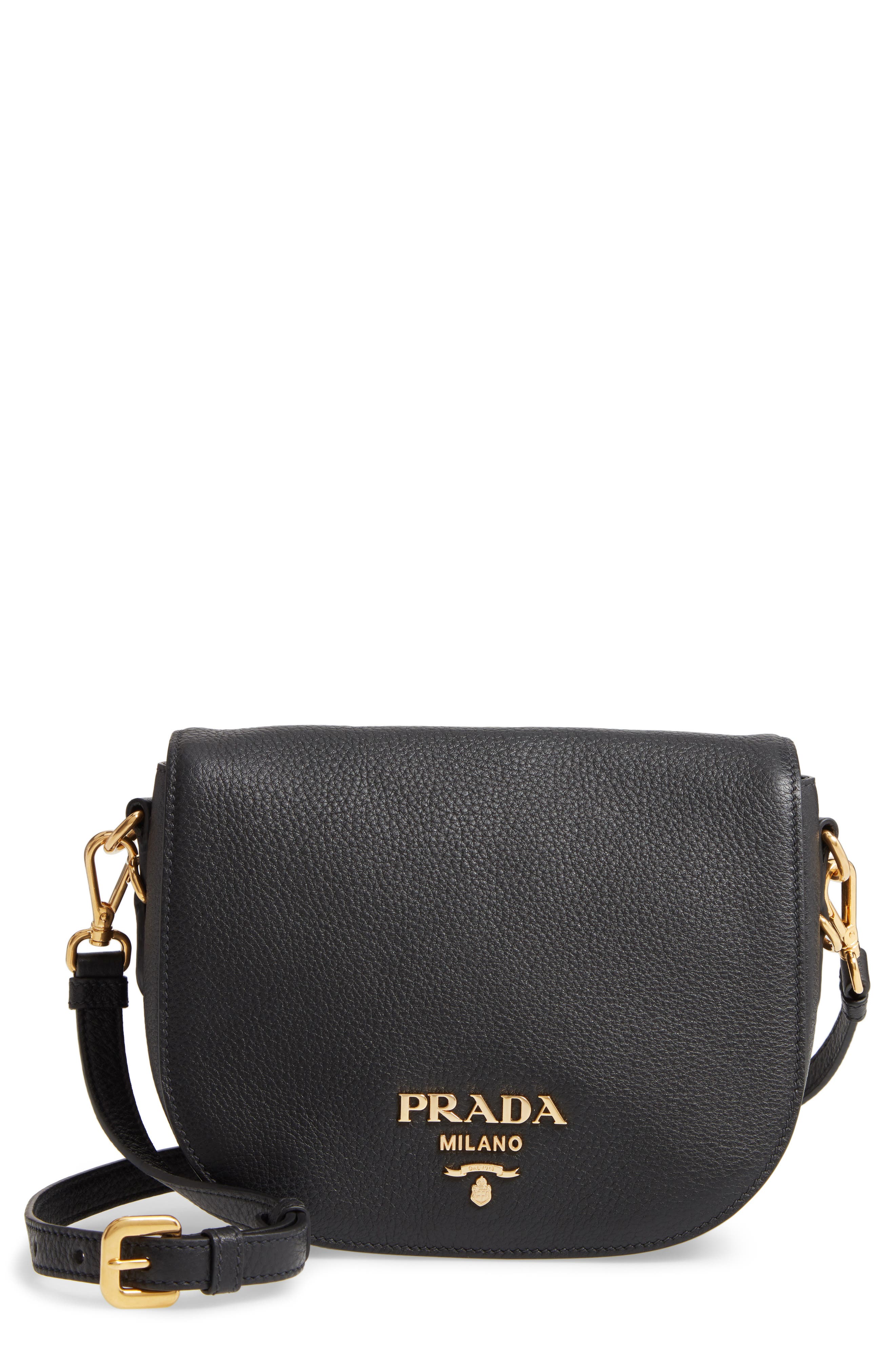 Prada Daino Messenger Leather Crossbody Bag, Main, color, 