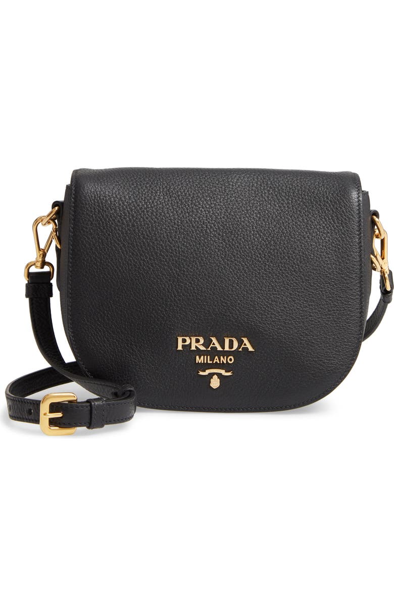 Prada Daino Messenger Leather Crossbody Bag, Main, color,