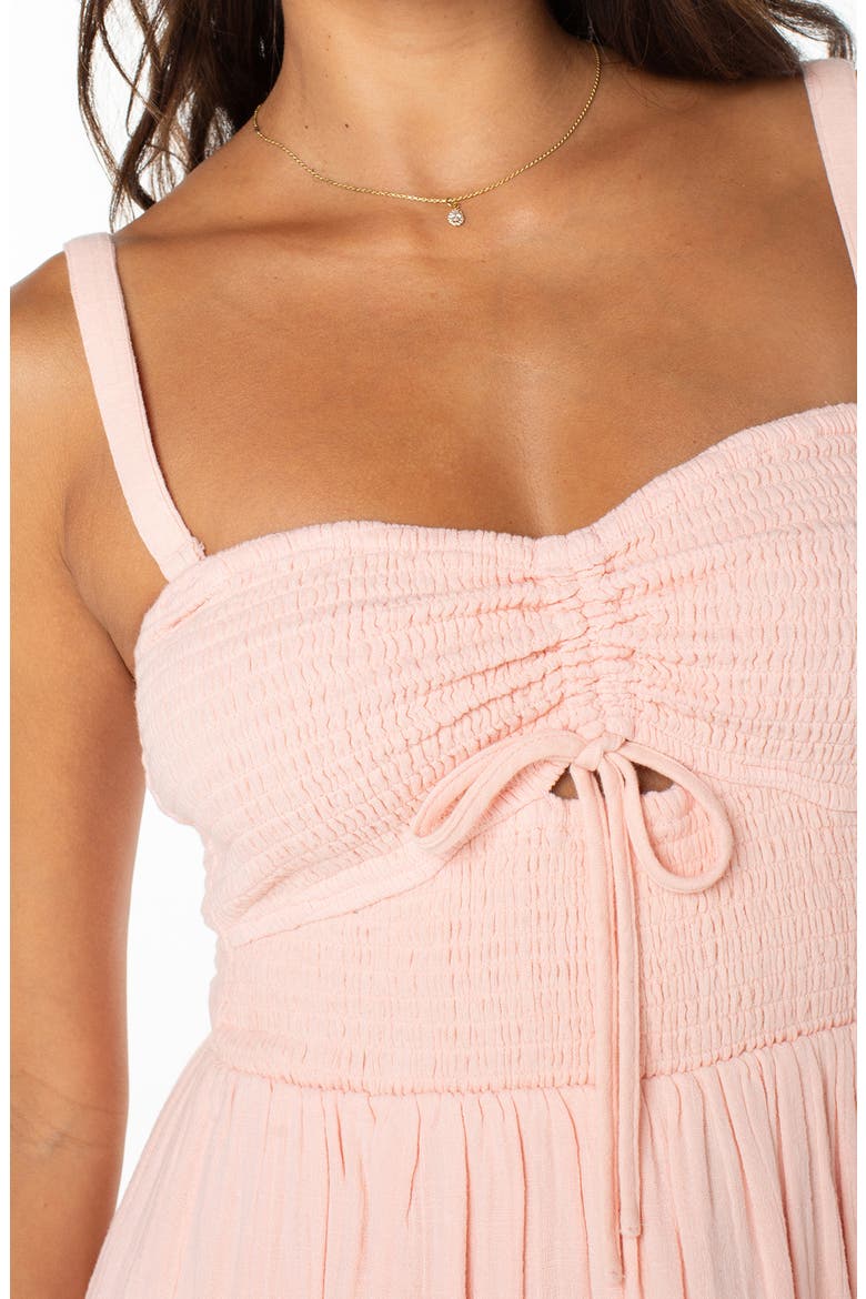 Fling Smocked Keyhole Cotton Mini Sundress, Alternate, color, TROPICAL PEACH