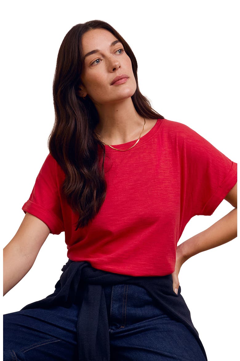 Cotton Crew Neck T-Shirt, Alternate, color, Red Tulip